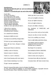 English Worksheet: America, West Side Story