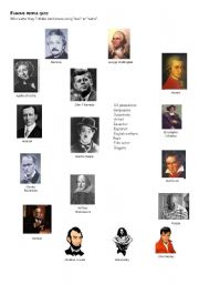 English Worksheet: famous people quiz