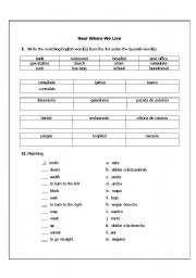 English worksheet: Neighborhood map worksheet 1