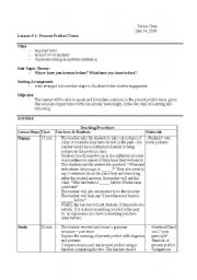 English Worksheet: Present Perfect Lesson Plan