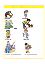 English Worksheet: ALL THE CHILDREN HAVE  PETS