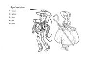 English Worksheet: Read, listen and colour Toy story