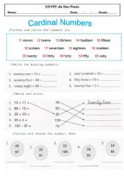 English Worksheet: Cardinal Numbers