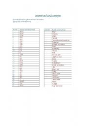 English Worksheet: Internet and SMS Acronyms