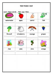 English worksheet: The foods Pictionary