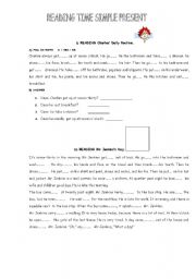 English Worksheet: SIMPLE PRESENT READINGS