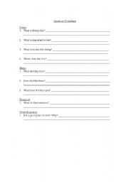 English Worksheet: Comprehension question sheet for dialog on Sonya in Medellin