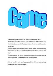 English Worksheet: Game