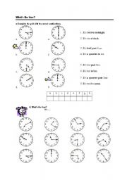 English Worksheet: telling time