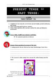 English Worksheet: present => past: with a song