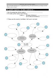 English Worksheet: writing about my daily routines