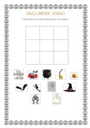 English Worksheet: Halloween Bingo