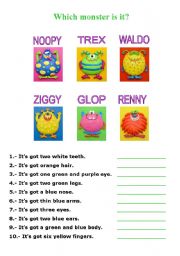 English Worksheet: CUTE MONSTERS