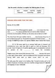 English Worksheet: Completation activity