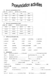 English Worksheet: pronunciation activities