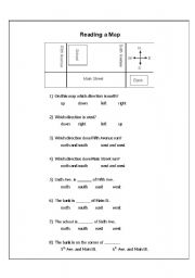 English worksheet: Neighborhood map wksht 1a