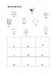 English worksheet: read and draw