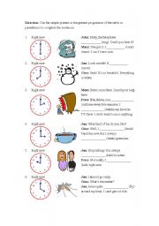 English Worksheet: present continuous