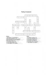 English Worksheet: Family Crossword Puzzle