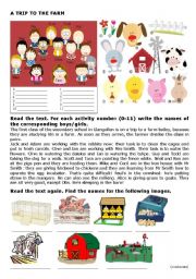 English Worksheet: A Trip To the Farm - Part1