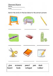 English Worksheet: Classroom Objects