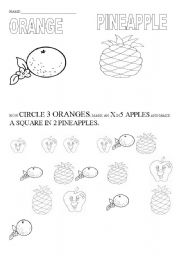 English Worksheet: TEACHING FRUIT NAMES