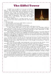 English Worksheet: The Eiffel Tower - the answer key