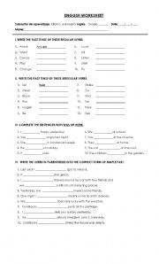 English Worksheet: PAST SIMPLE. ACTIVITIES