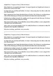 English worksheet: Reading about Ricky Martin