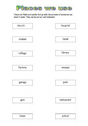 English worksheet: Places we use words