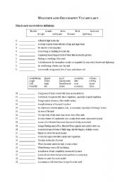 English Worksheet: Weather and Geography Vocabulary