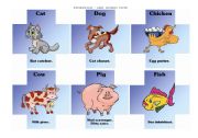 English Worksheet: Paraphrasing game - animals cards I