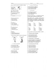 English worksheet: QUIZ PERSONAL INFORMATION - PRESENT SIMPLE