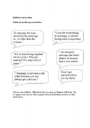 English Worksheet: Conversation Bubbles