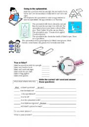 English Worksheet: Going to the optometrist