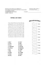 English worksheet: Clothes and Colors