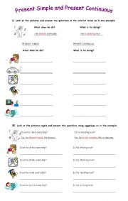 English Worksheet: Present Simple and Present Continuous