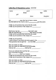 English worksheet: Cloze - A Little Ray of Sunshine