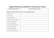 English Worksheet: Present, Past and Continuous tense