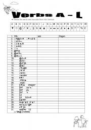 English worksheet: Verbs A-L