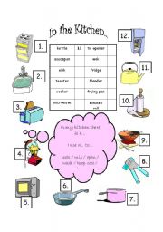 English Worksheet: In the Kitchen Match Up Sheet