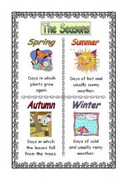 English Worksheet: The Seasons Handout