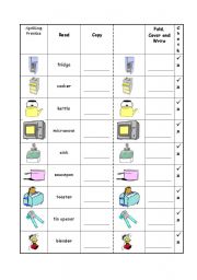 English Worksheet: In the Kitchen Spelling Practice
