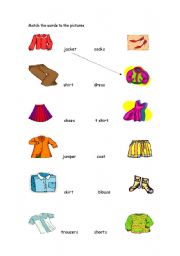 English Worksheet: Clothes Match