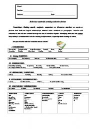 English Worksheet: Cohesion: noticing linkers, transiotions, conjunctions or discourse markers