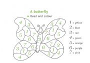 English Worksheet: numbers and colours