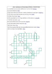 English worksheet: Alices Adventures in Wonderland Animal Crossword