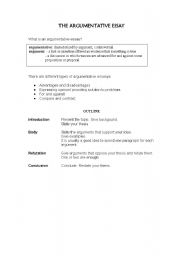 English Worksheet: The Argumentative Essay