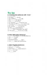 English worksheet: to be