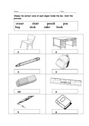 English Worksheet: Things at school